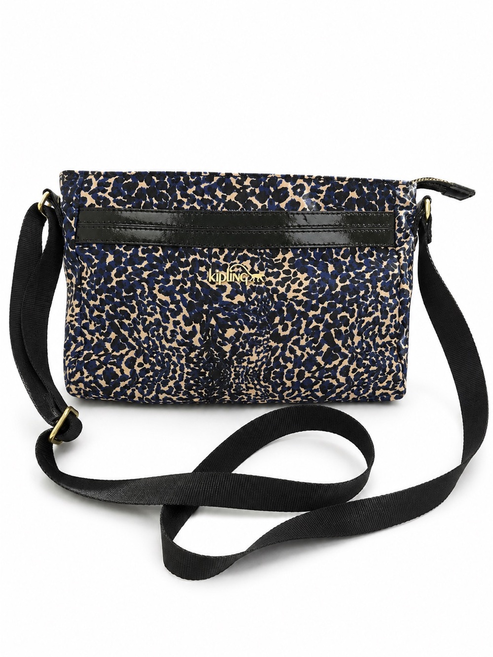 Kipling Navy and Tan Leopard Print Crossbody Bag